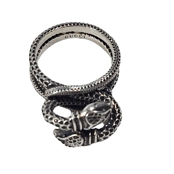 Gucci Unisex Aged Silver Garden Snake Ring